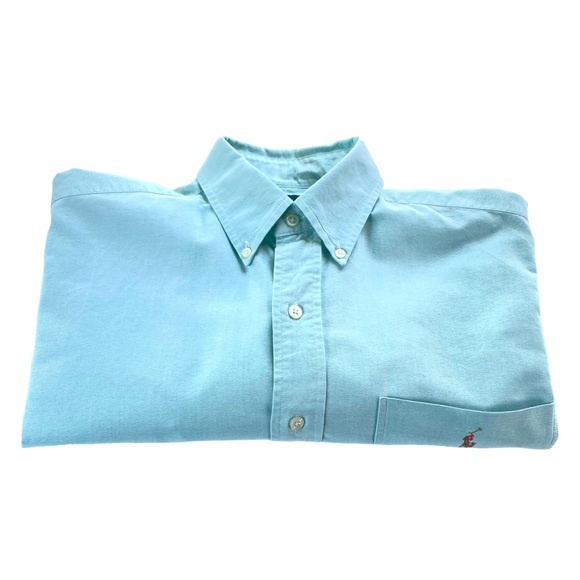 Ralph Lauren Blue Label Classic Fit Button Down Teal Shirt 100% Cotton Medium - Picture 1 of 12